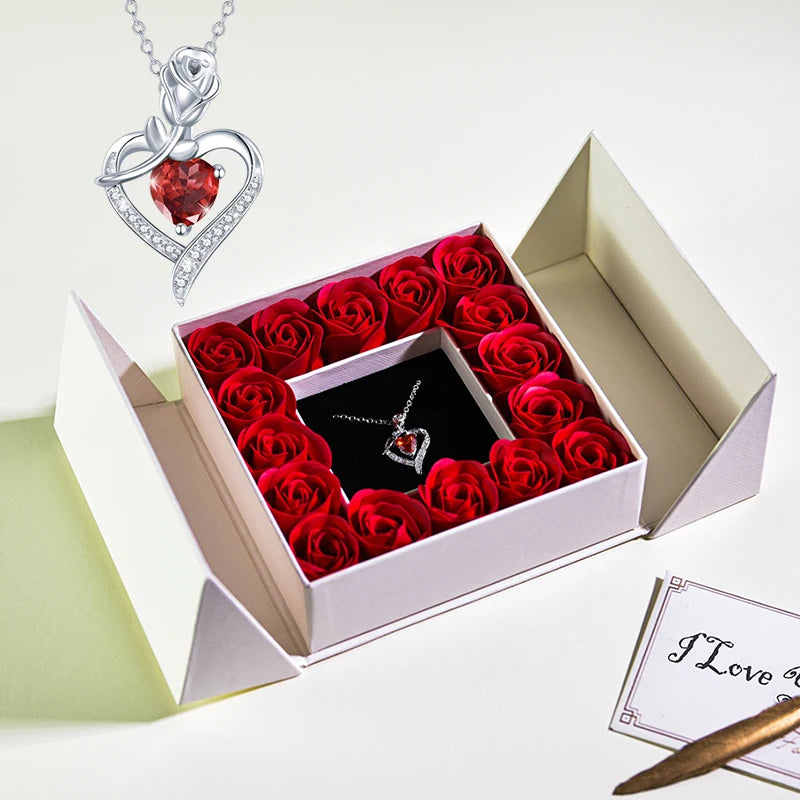 Pendant Necklace /w Eternal Rose Gift Box Anniversary Gift