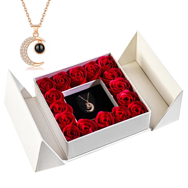 Pendant Necklace /w Eternal Rose Gift Box Anniversary Gift