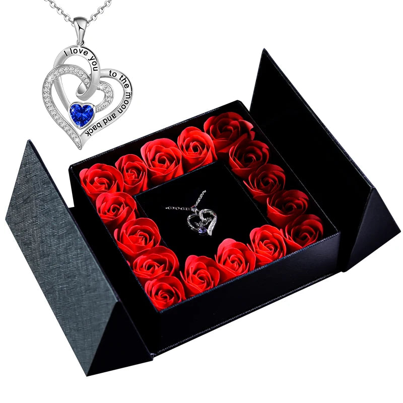 Pendant Necklace /w Eternal Rose Gift Box Anniversary Gift