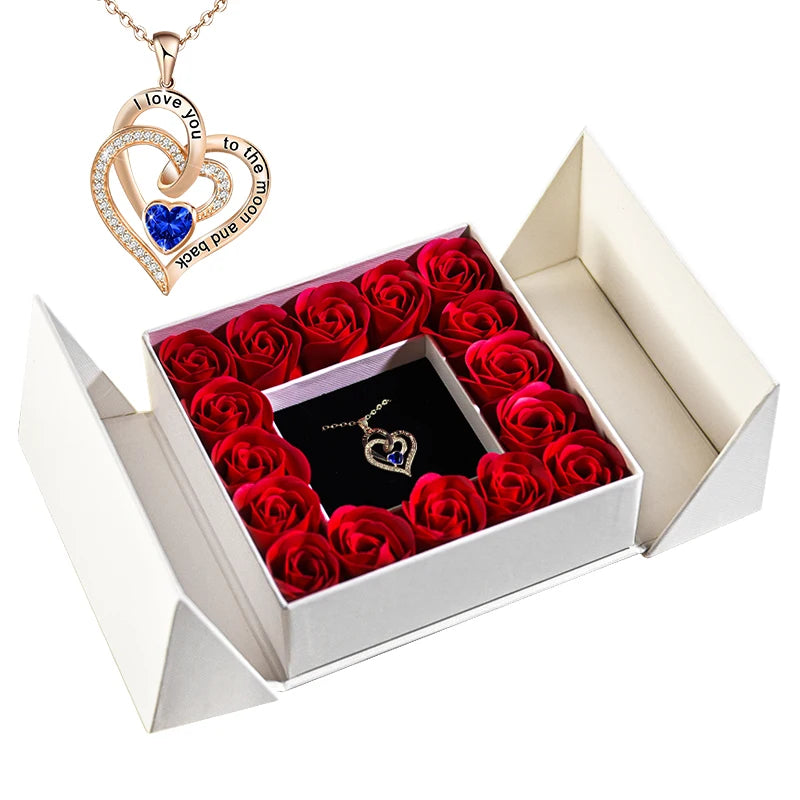 Pendant Necklace /w Eternal Rose Gift Box Anniversary Gift