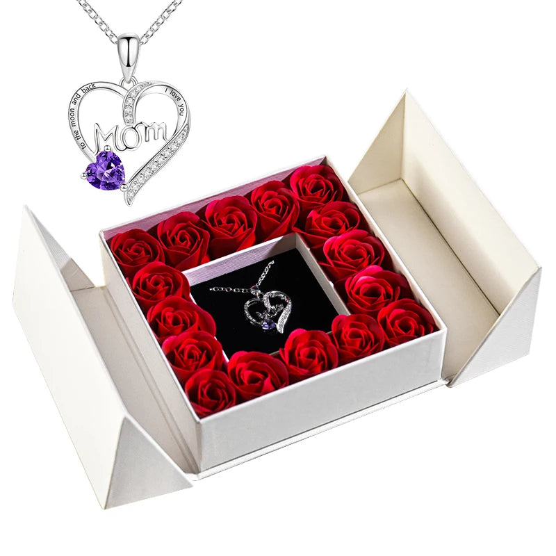 Pendant Necklace /w Eternal Rose Gift Box Anniversary Gift