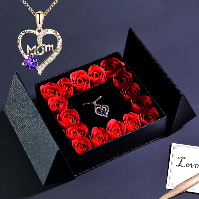 Pendant Necklace /w Eternal Rose Gift Box Anniversary Gift