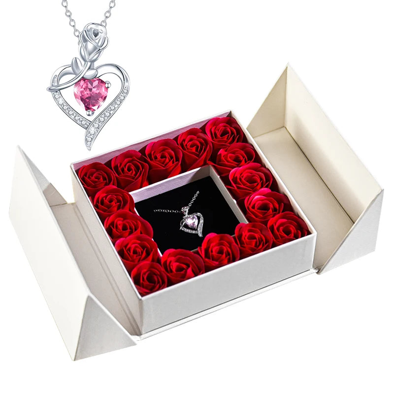 Pendant Necklace /w Eternal Rose Gift Box Anniversary Gift