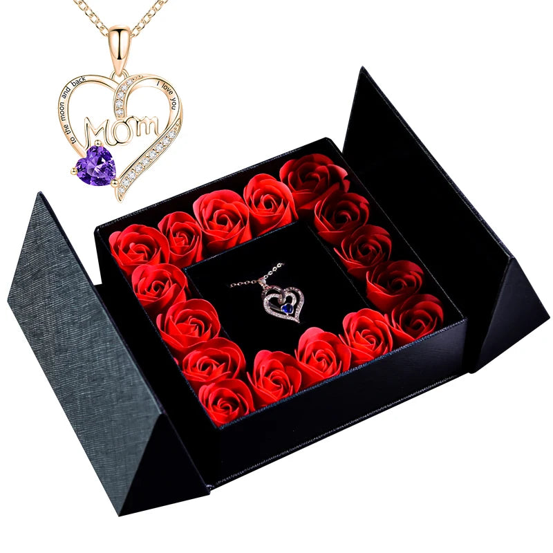 Pendant Necklace /w Eternal Rose Gift Box Anniversary Gift