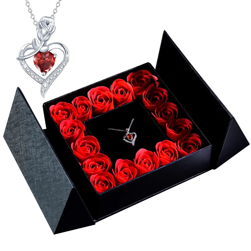 Pendant Necklace /w Eternal Rose Gift Box Anniversary Gift