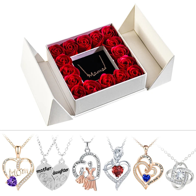 Pendant Necklace /w Eternal Rose Gift Box Anniversary Gift