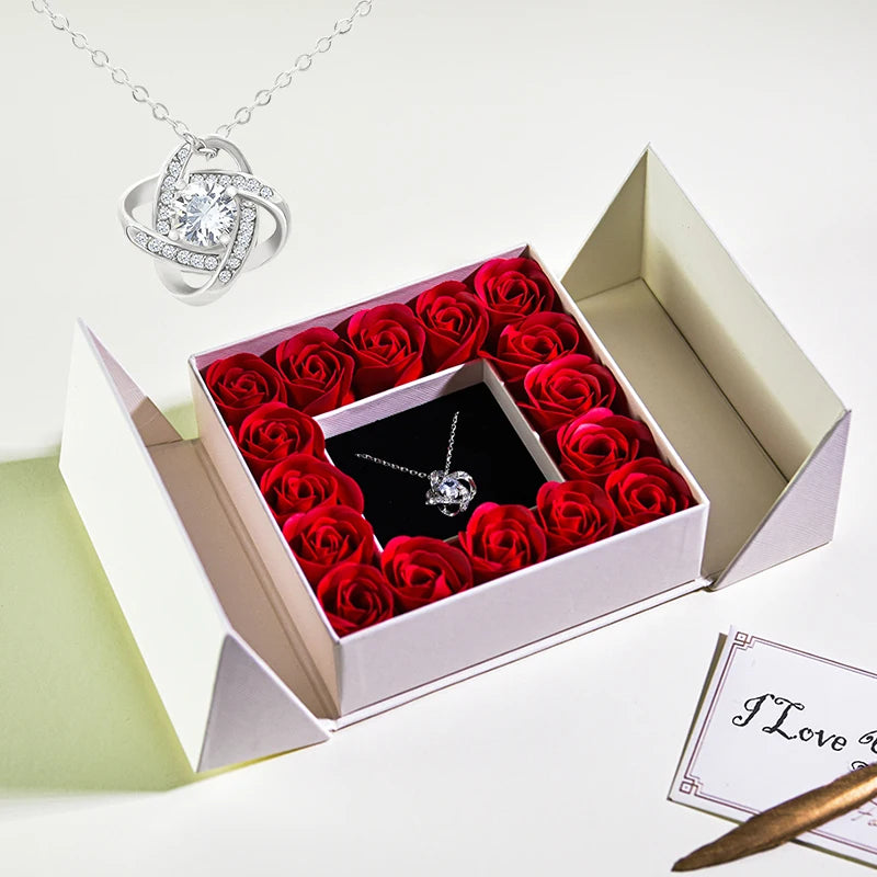 Pendant Necklace /w Eternal Rose Gift Box Anniversary Gift