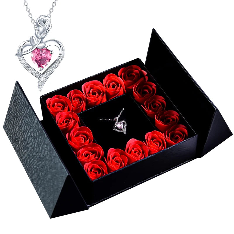 Pendant Necklace /w Eternal Rose Gift Box Anniversary Gift